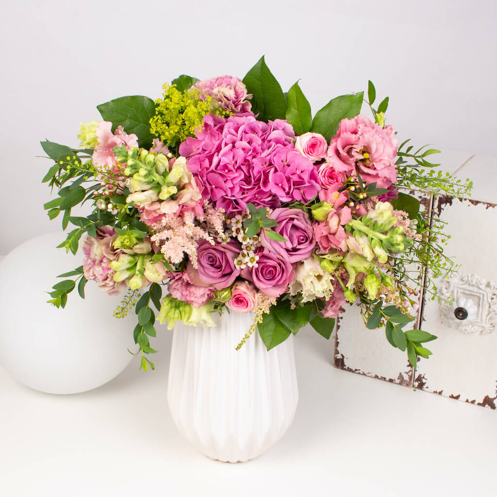 Hydrangea carnations and lisianthus bouquet - Purple Flowers