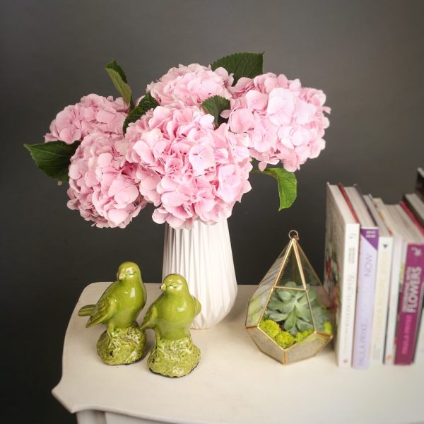 vaza 5 hortensii roz