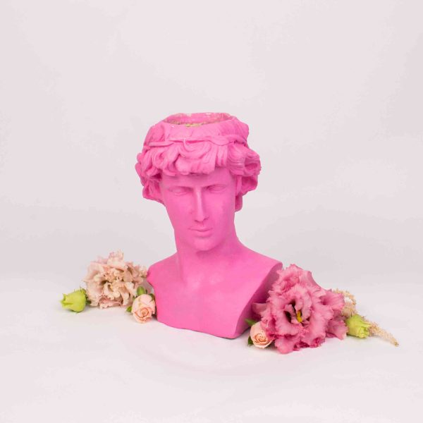 Vaza statuie barbat mica roz